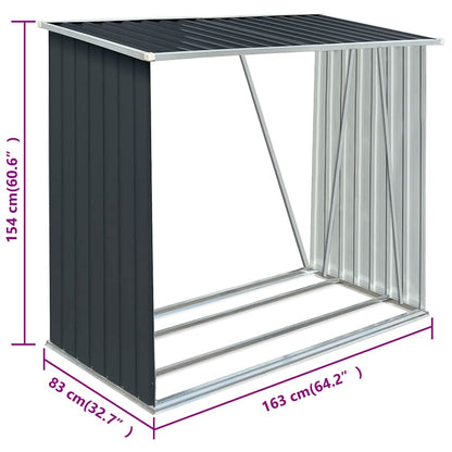 Brennholzlager Verzinkter Stahl 163 x 83 x 154 cm Anthrazit