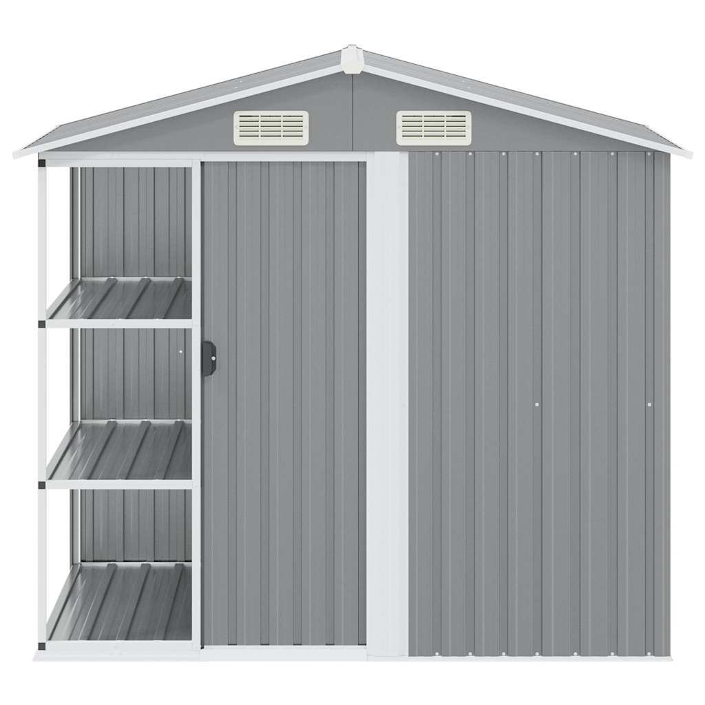 Gartenhaus mit Regal Grau 205x130x183 cm Eisen