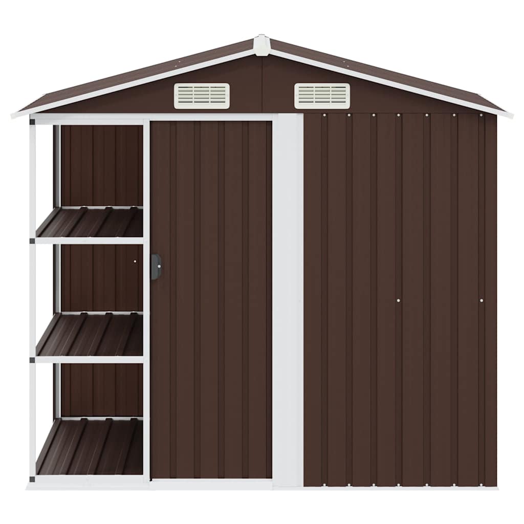 Gartenhaus mit Regal Braun 205x130x183 cm Eisen