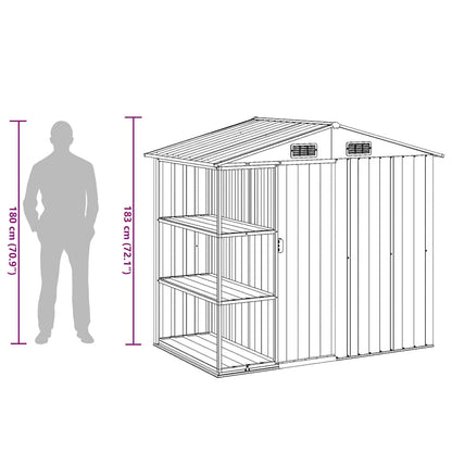 Gartenhaus mit Regal Braun 205x130x183 cm Eisen