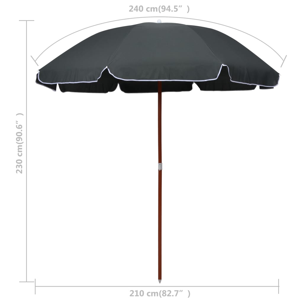 Parasol avec mât en acier 240 cm anthracite