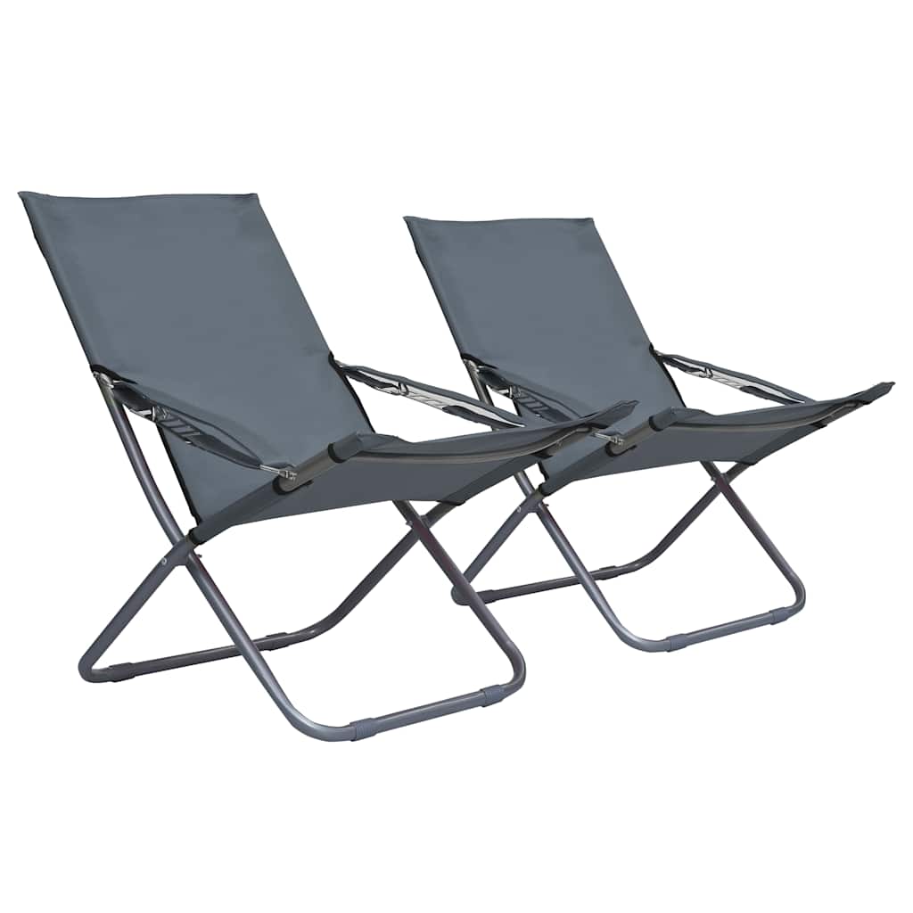 Klappstühle, 2 Stück, Stoff, Grau