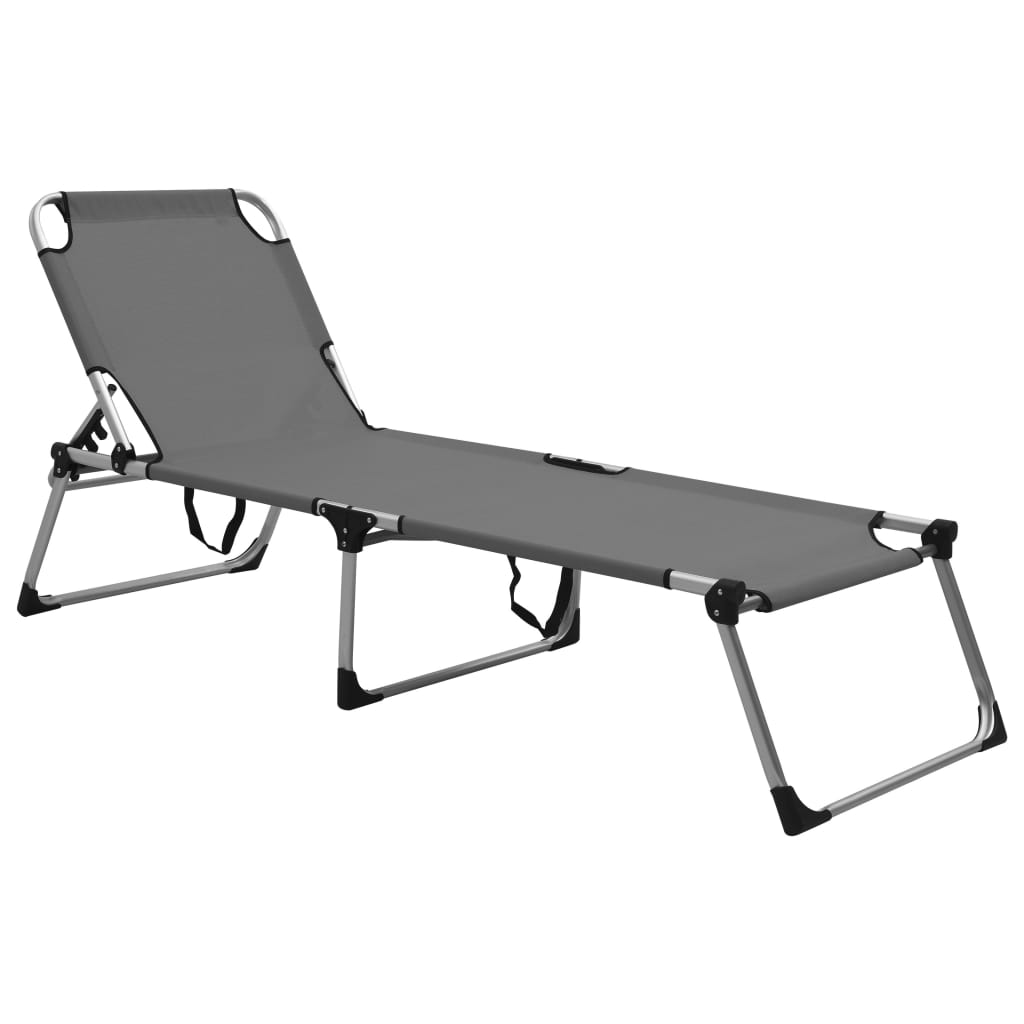 Senior sun lounger extra high foldable grey aluminum