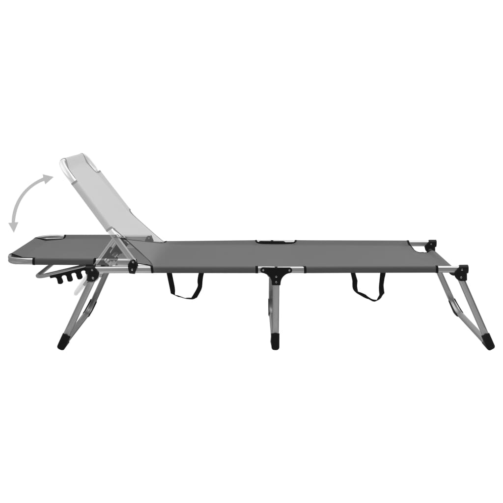 Senior sun lounger extra high foldable grey aluminum