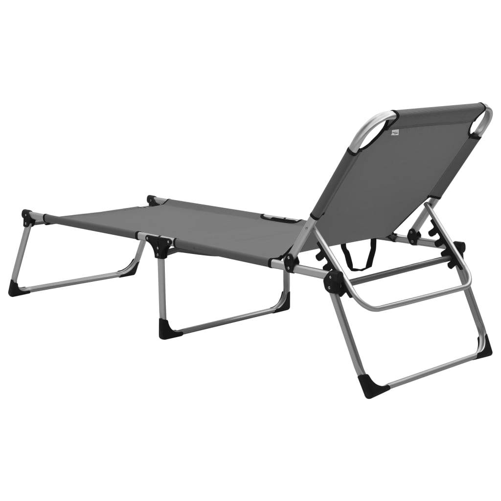 Senior sun lounger extra high foldable grey aluminum