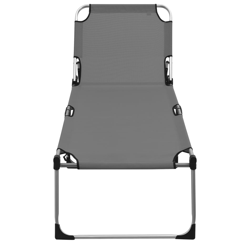 Senior sun lounger extra high foldable grey aluminum