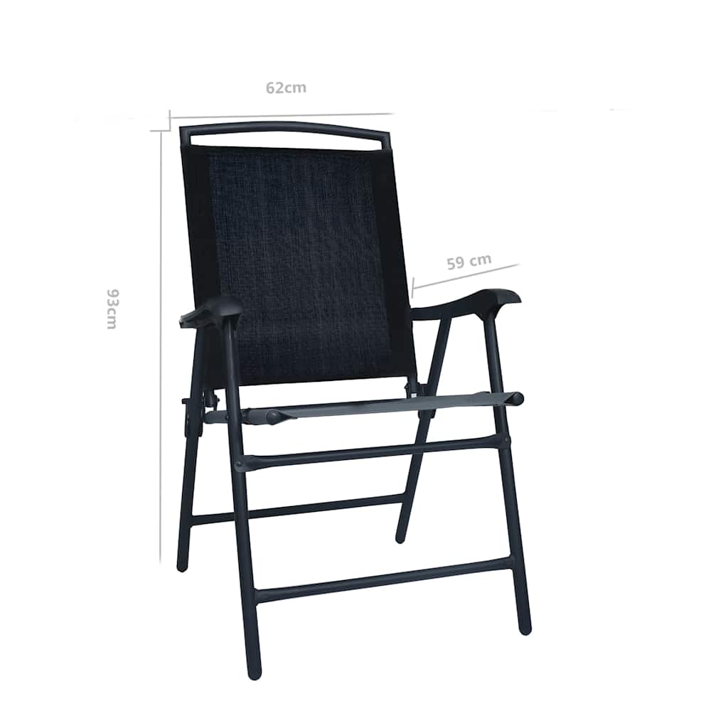 Klappstühle, 2 Stück, Textilene, Schwarz