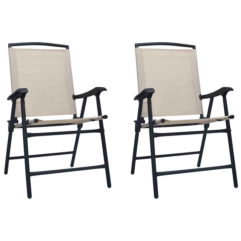 Klappstühle, 2 Stück, Textilene Creme