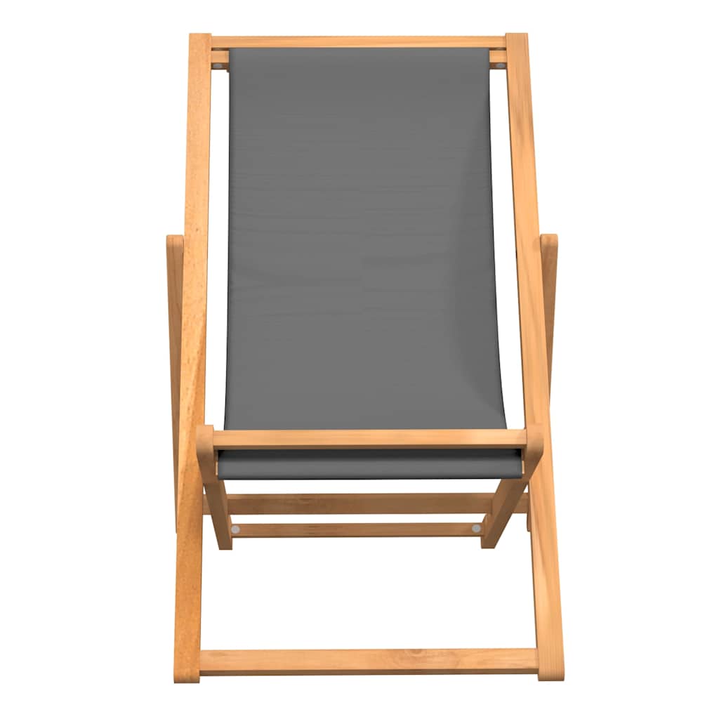 Klappstuhl aus massivem Teakholz, grau