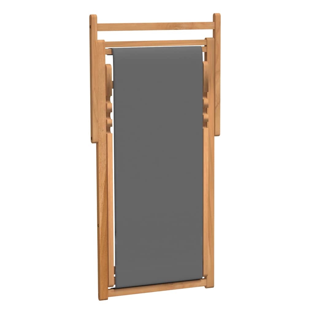 Klappstuhl aus massivem Teakholz, grau