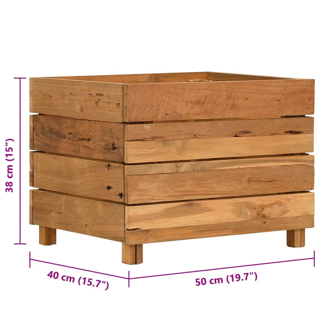 Lit surélevé 50x40x38 cm bois de teck massif et acier