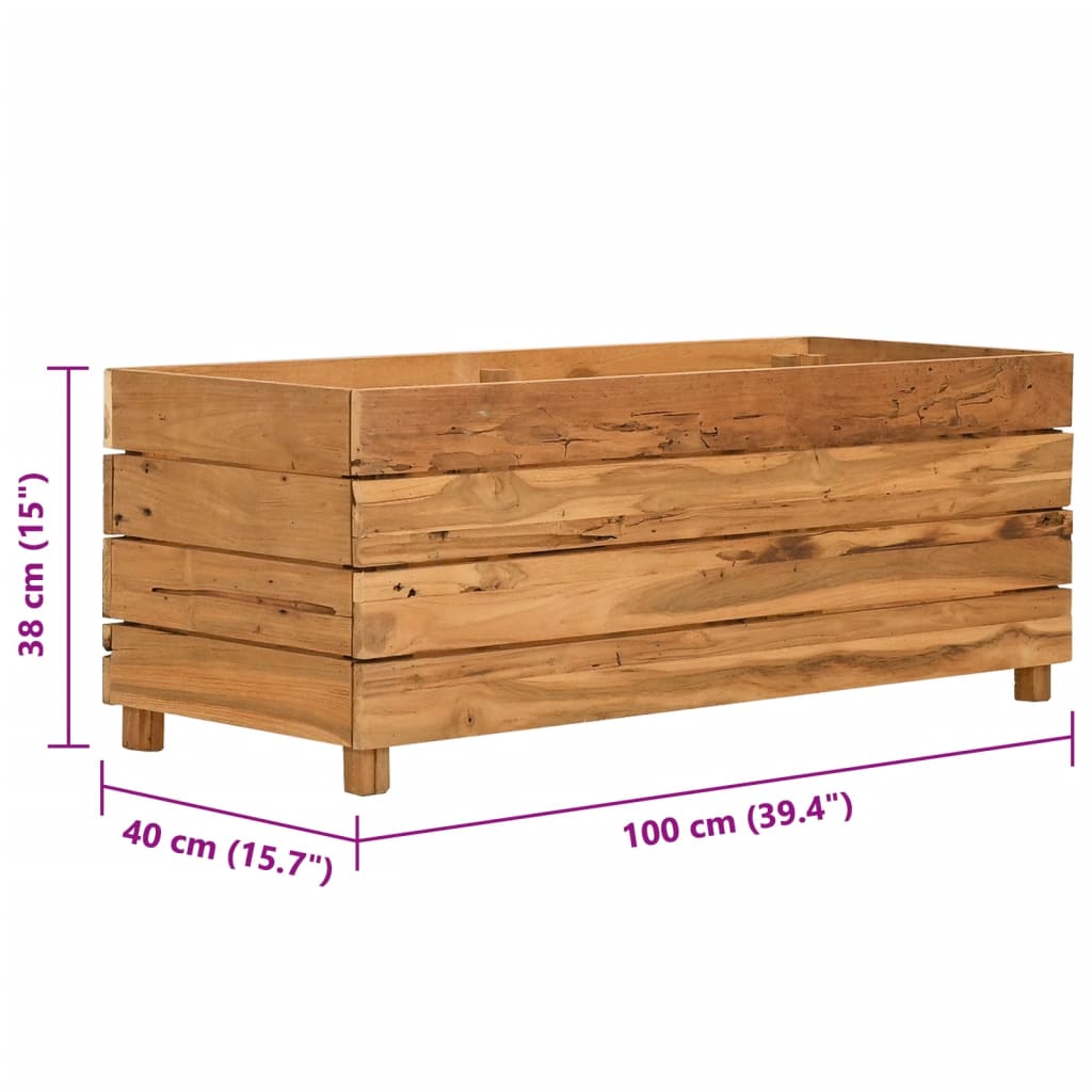 Lit surélevé 100x40x38 cm bois de teck massif et acier