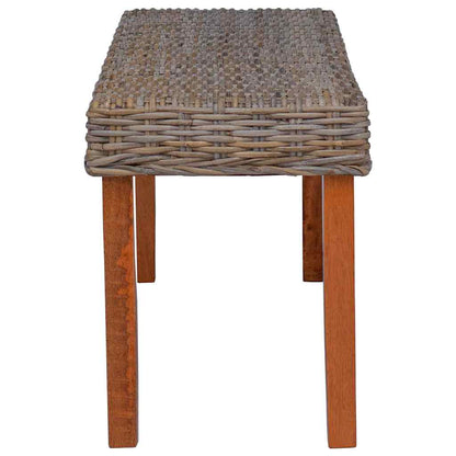 Sitzbank 110 cm Natur Kubu-Rattan und Massivholz Mahagoni