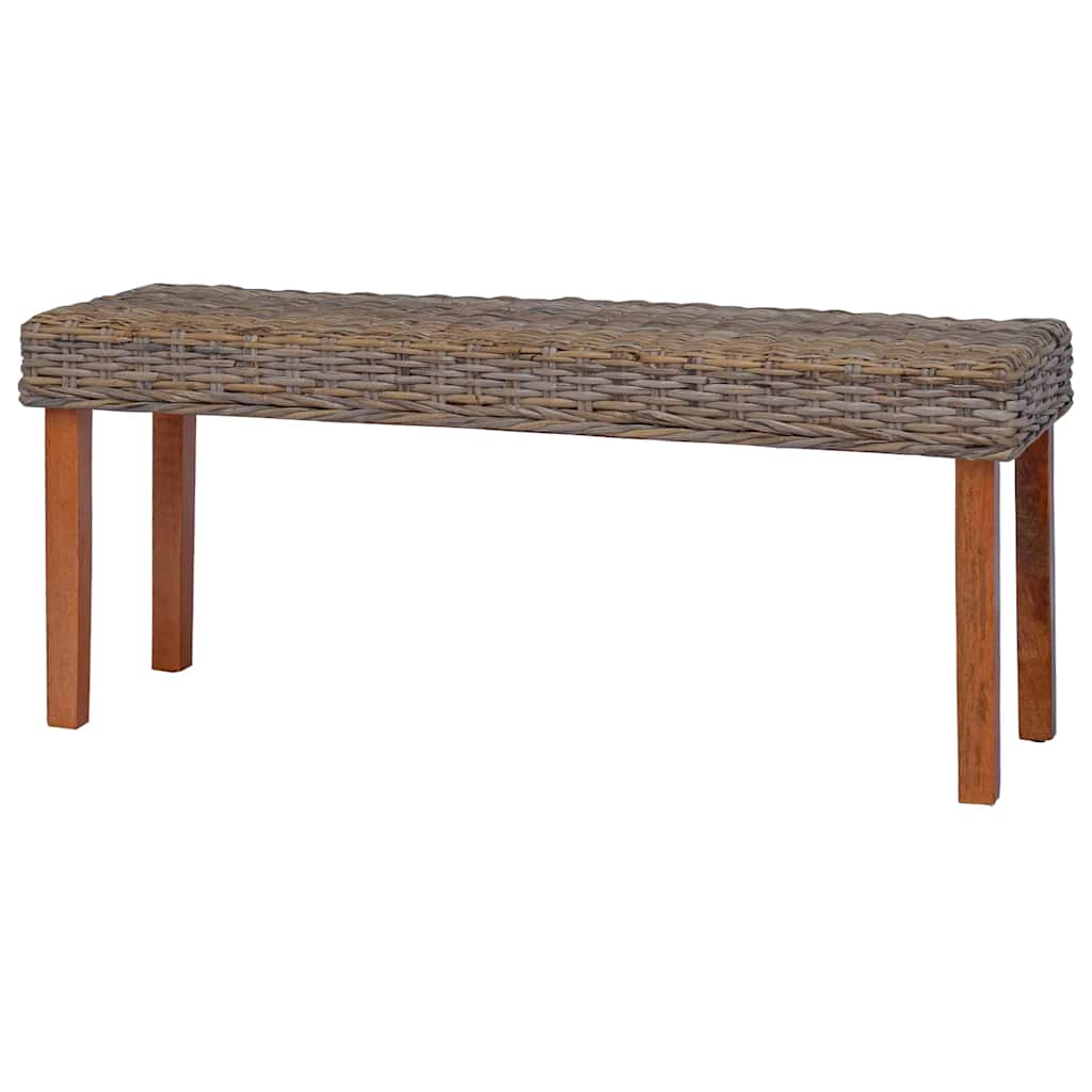 Sitzbank 110 cm Natur Kubu-Rattan und Massivholz Mahagoni