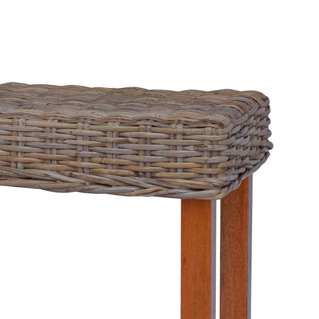 Sitzbank 110 cm Natur Kubu-Rattan und Massivholz Mahagoni