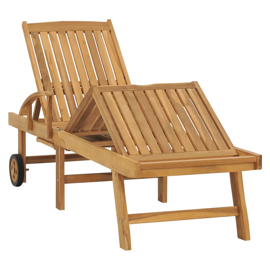 Chaise longue avec table en teck massif
