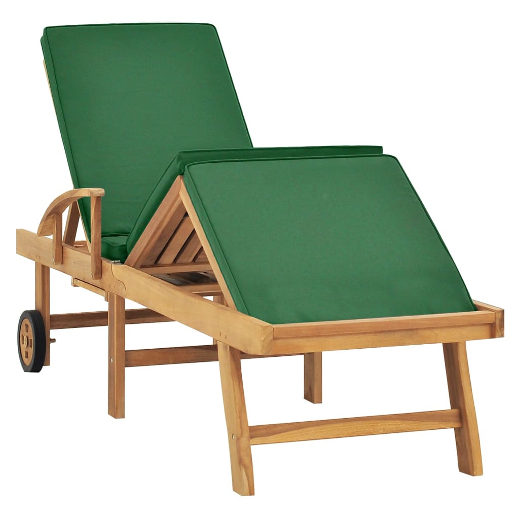 Bain de soleil avec coussin teck massif vert