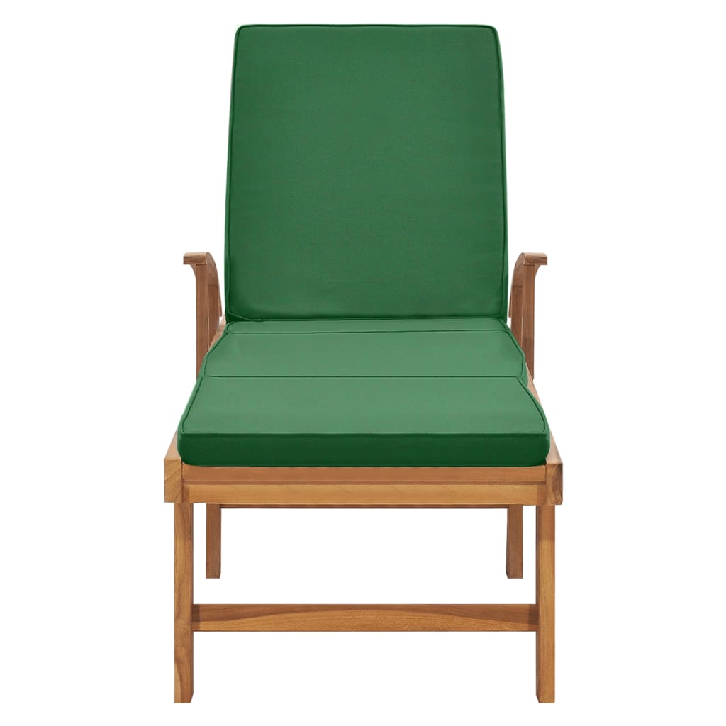 Bain de soleil avec coussin teck massif vert