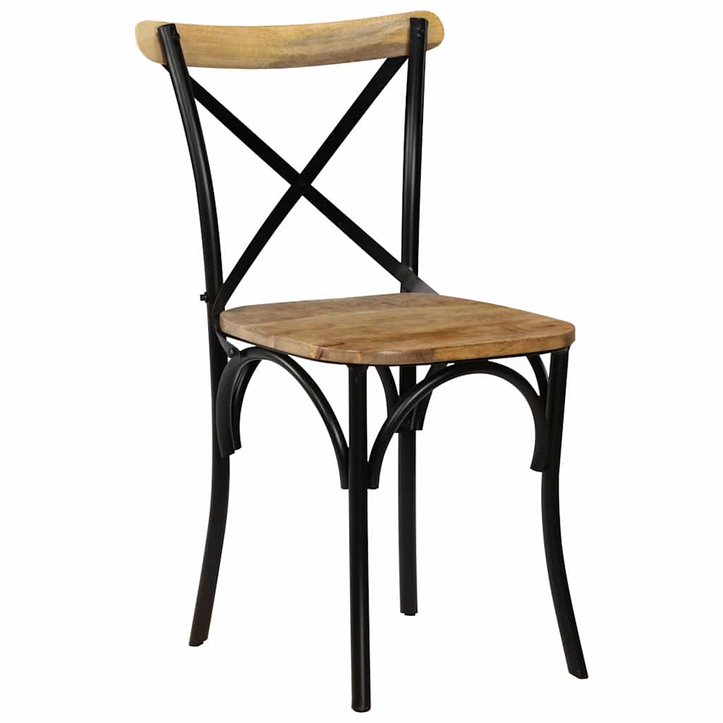 Esszimmerstühle 4 Stk. Schwarz Mango-Massivholz