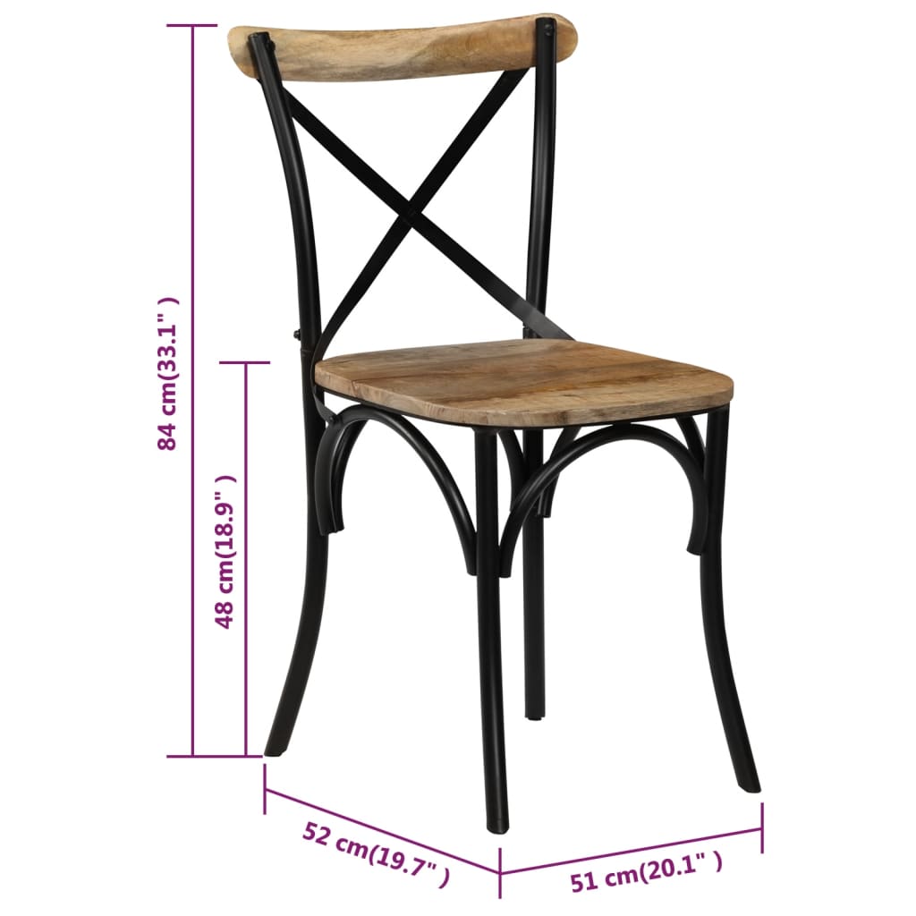 Esszimmerstühle 6 Stk. Schwarz Mango-Massivholz