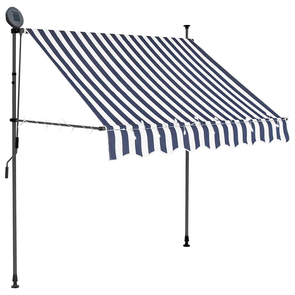 Einziehbare Markise Handbetrieben mit LED 100 cm Blau und Weiß