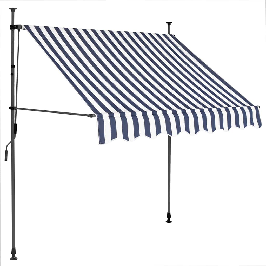 Einziehbare Markise Handbetrieben mit LED 100 cm Blau und Weiß