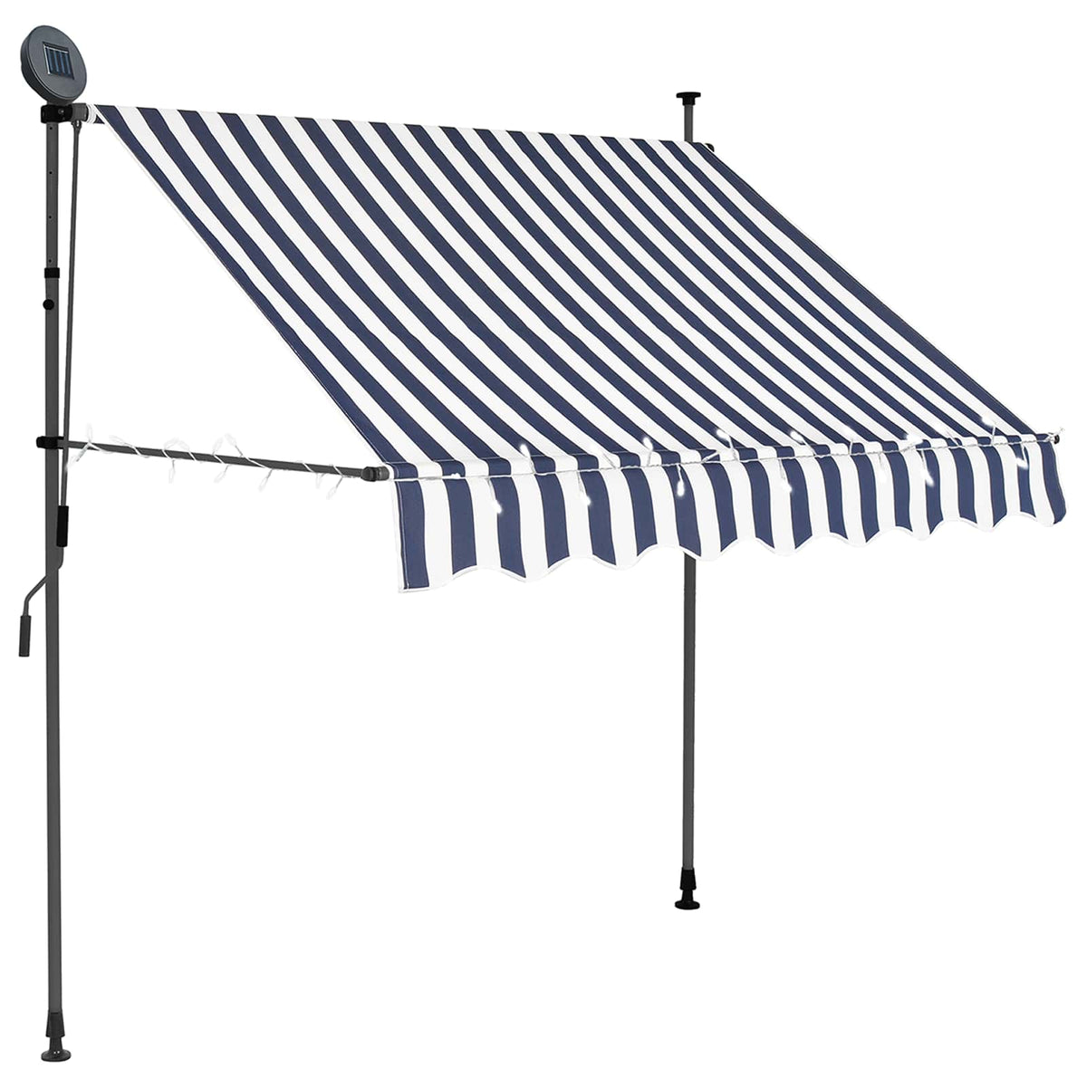 Einziehbare Markise Handbetrieben mit LED 100 cm Blau und Weiß