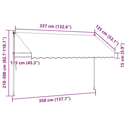 Einziehbare Markise Handbetrieben mit LED 350 cm Gelb und Blau