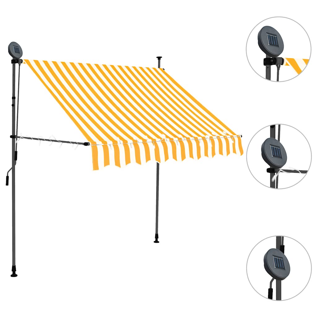 Einziehbare Markise Handbetrieben mit LED 150 cm Weiß Orange