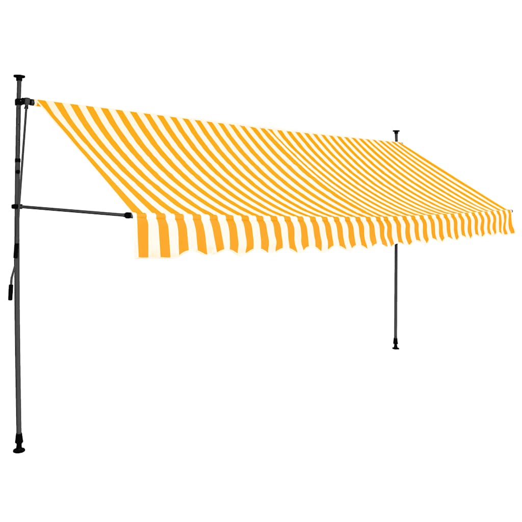 Einziehbare Markise Handbetrieben mit LED 350 cm Weiß Orange