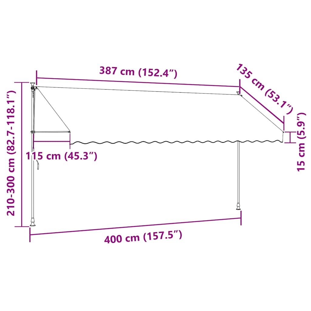 Einziehbare Markise Handbetrieben mit LED 400 cm Anthrazit