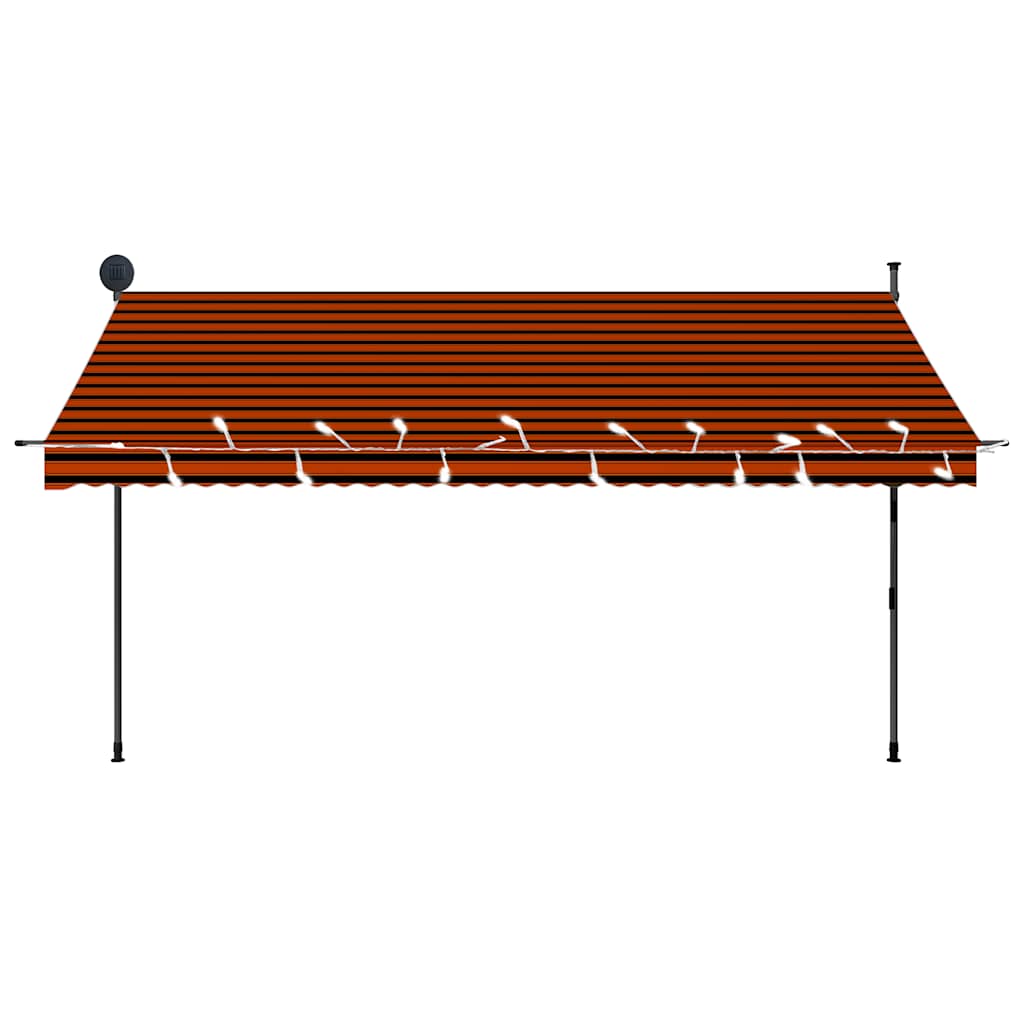 Einziehbare Markise Handbetrieben mit LED 350 cm Orange Braun