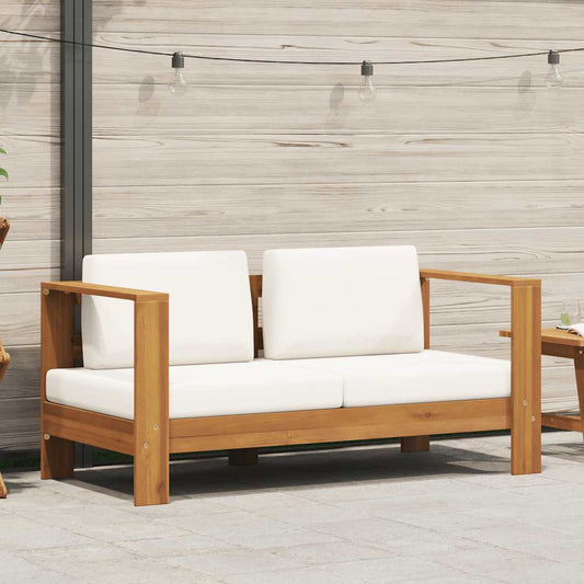 Garden sofa with cushions 140 cm solid acacia wood cream white