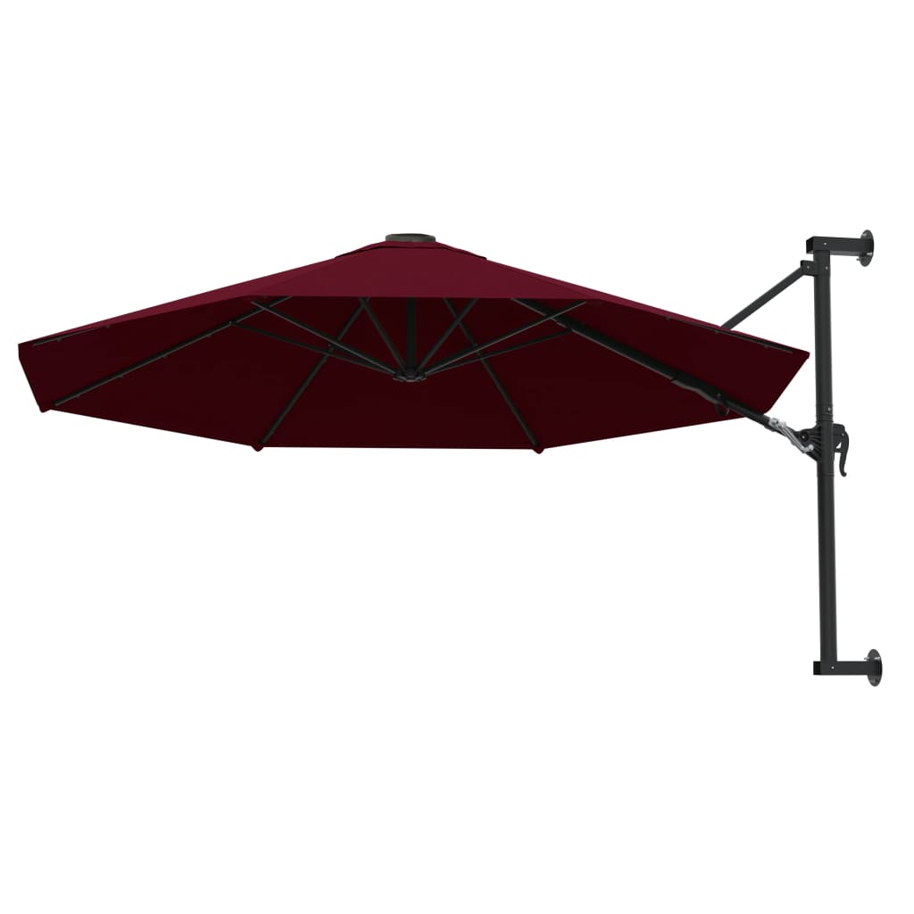 Parasol mural avec mât métallique 300 cm rouge bordeaux