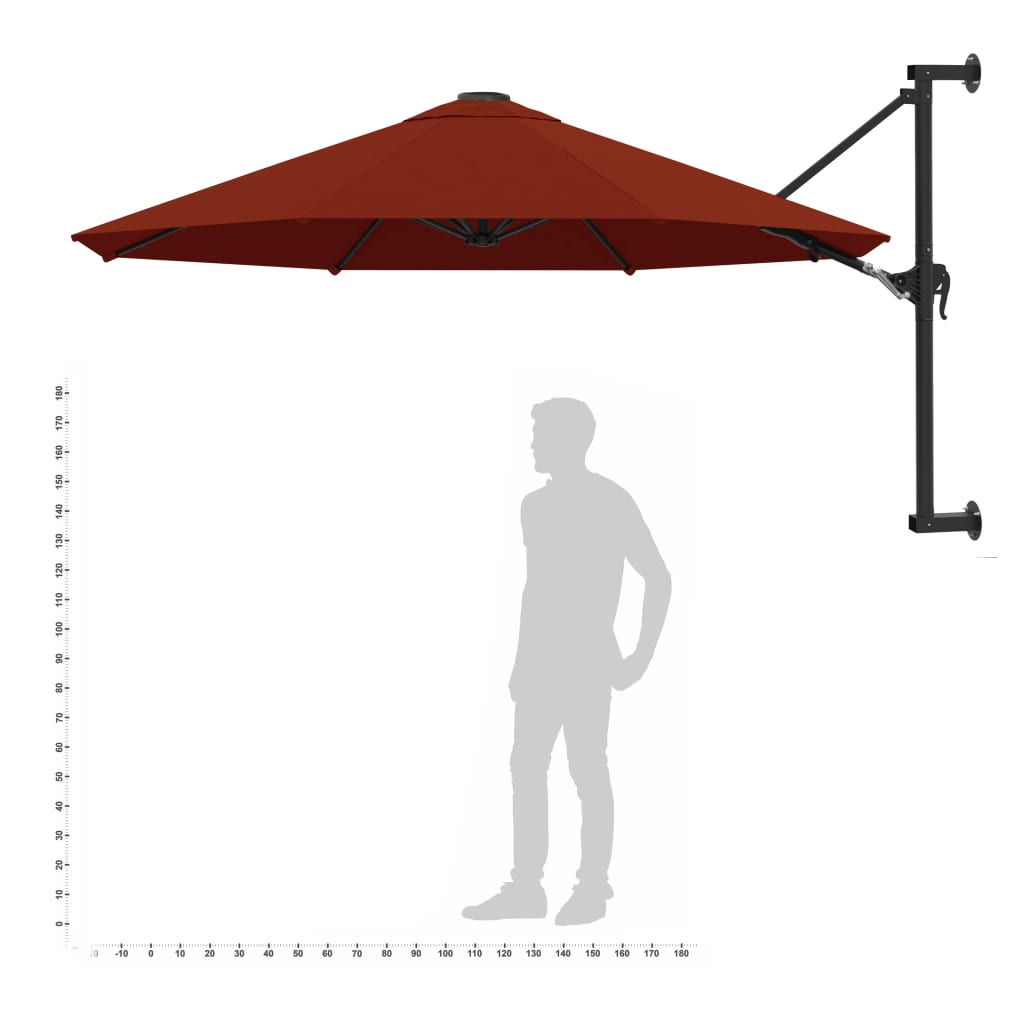 Sonnenschirm zur Wandmontage mit Metall-Mast 300 cm Terrakotta