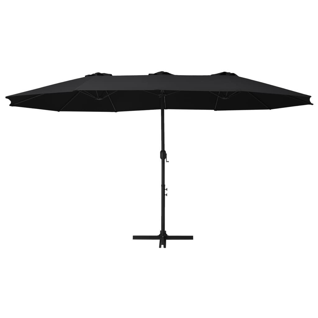 Parasol avec mât en aluminium 460x270 cm noir