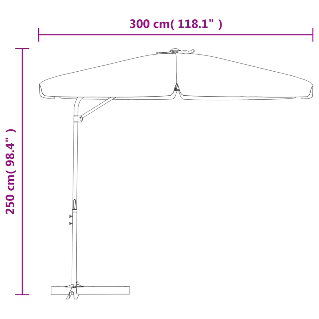 Parasol avec mât en acier 300 cm taupe