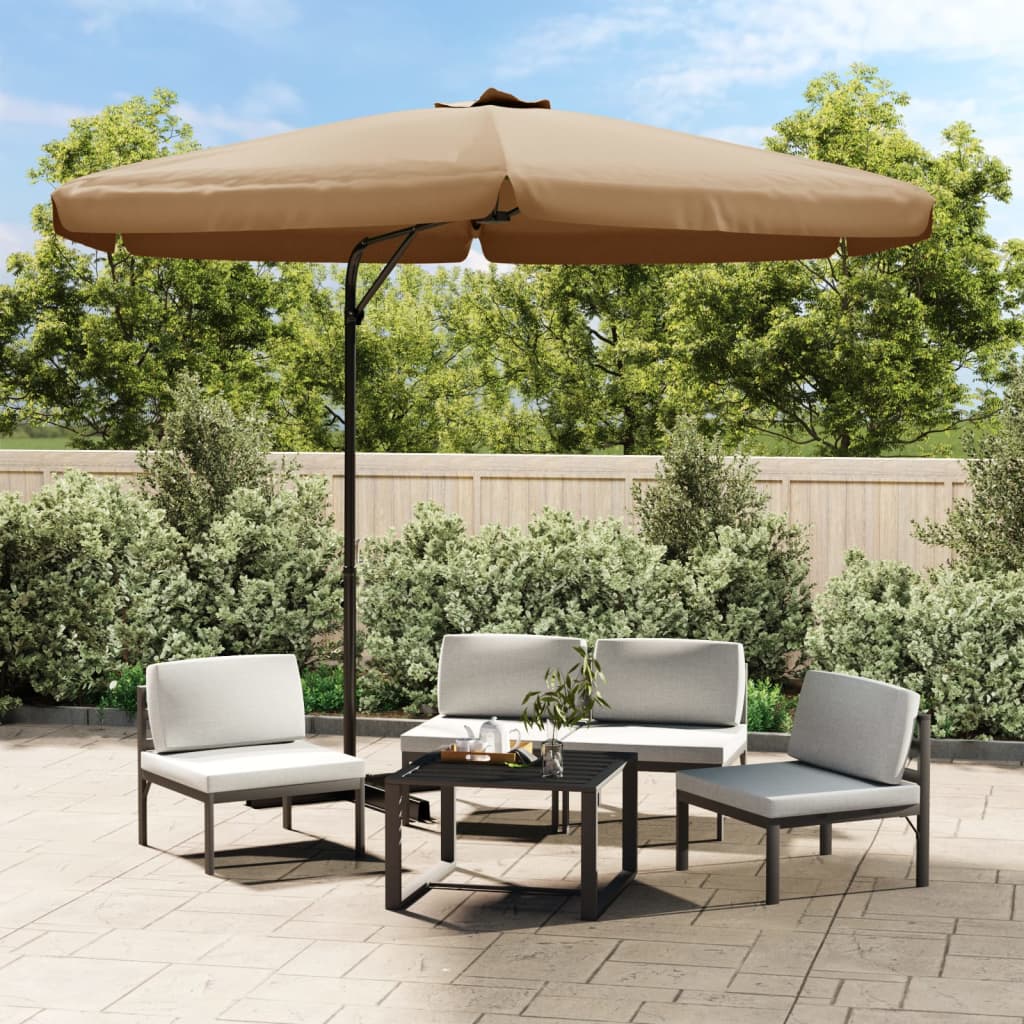 Parasol avec mât en acier 300 cm taupe