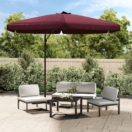 Parasol avec mât en acier 300 cm Rouge Bordeaux