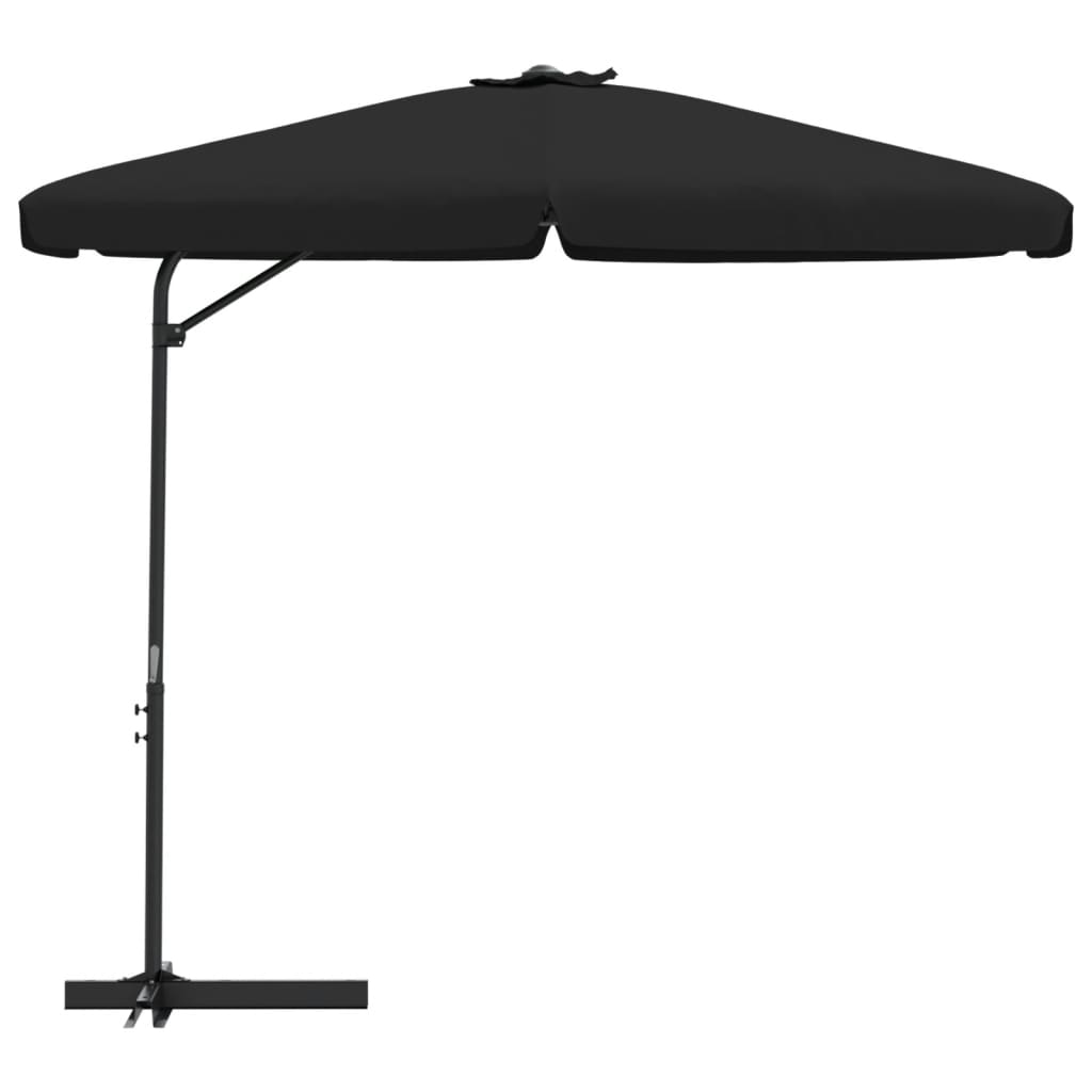 Parasol avec mât en acier 300 cm noir