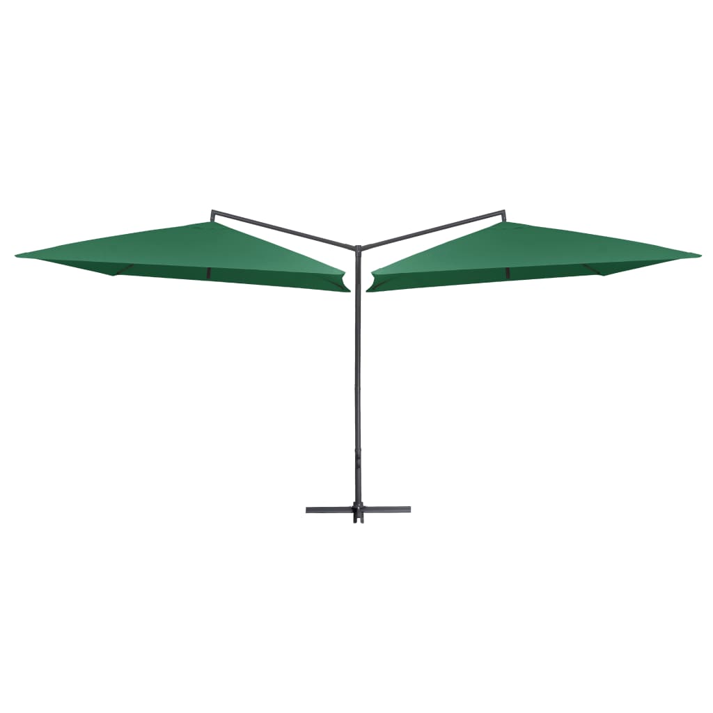 Parasol double avec mât en acier 250×250 cm vert