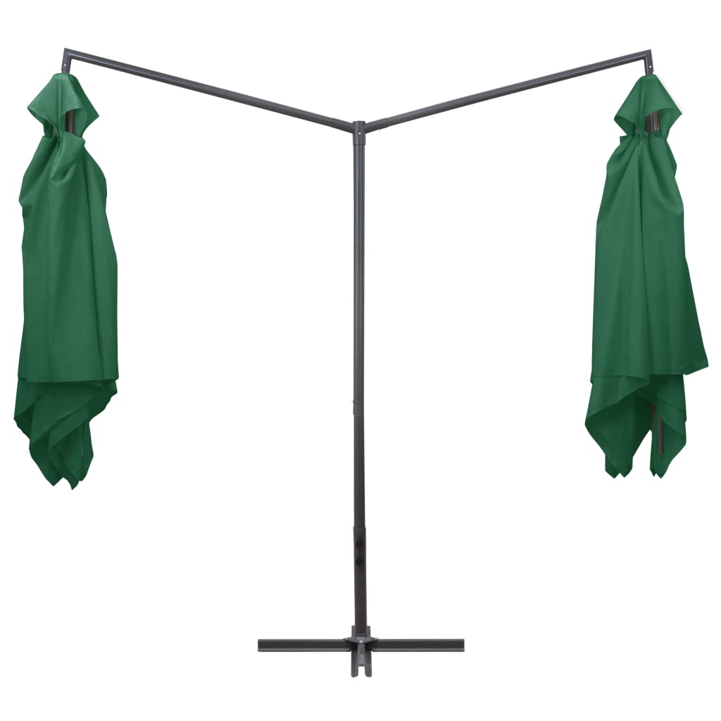 Parasol double avec mât en acier 250×250 cm vert