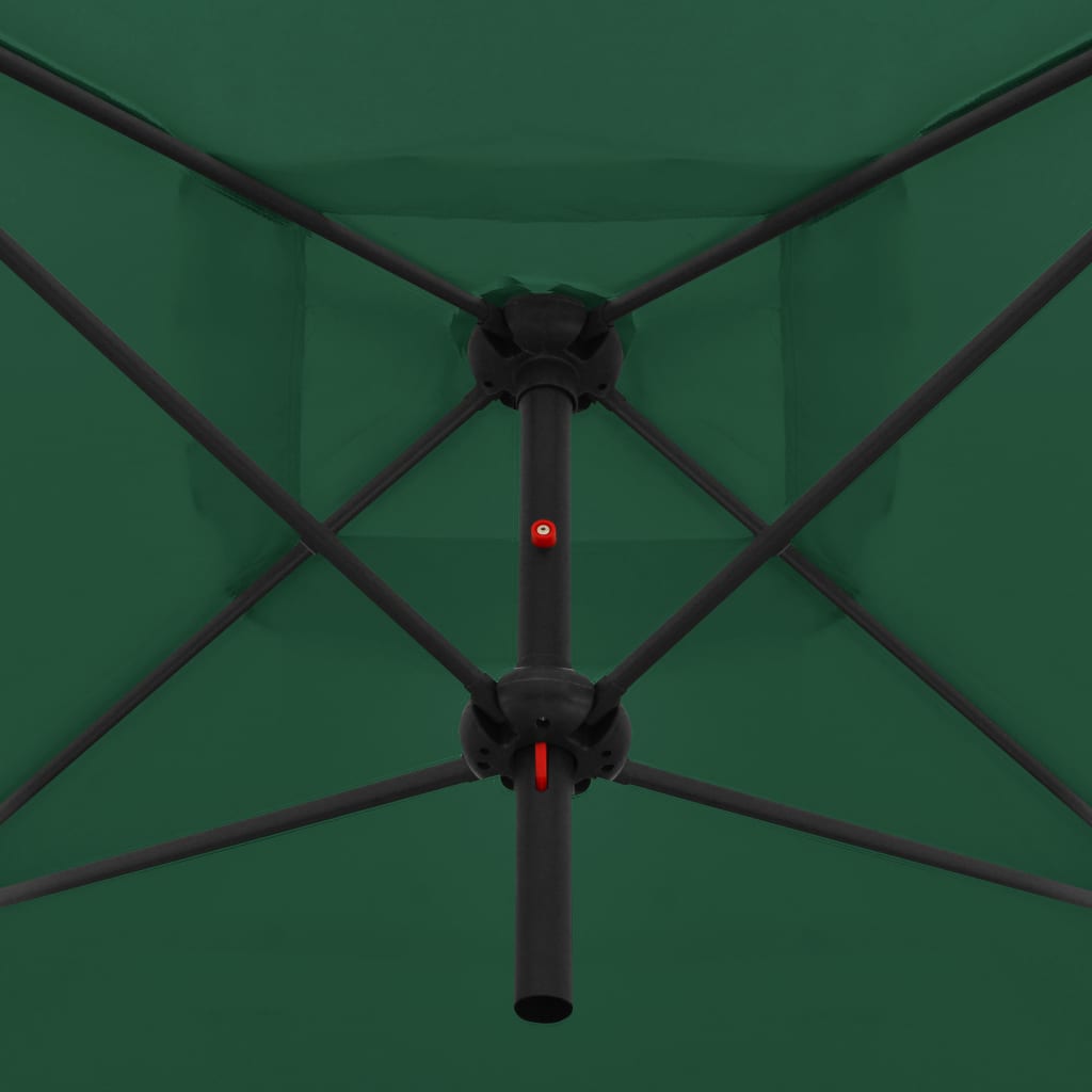 Parasol double avec mât en acier 250×250 cm vert