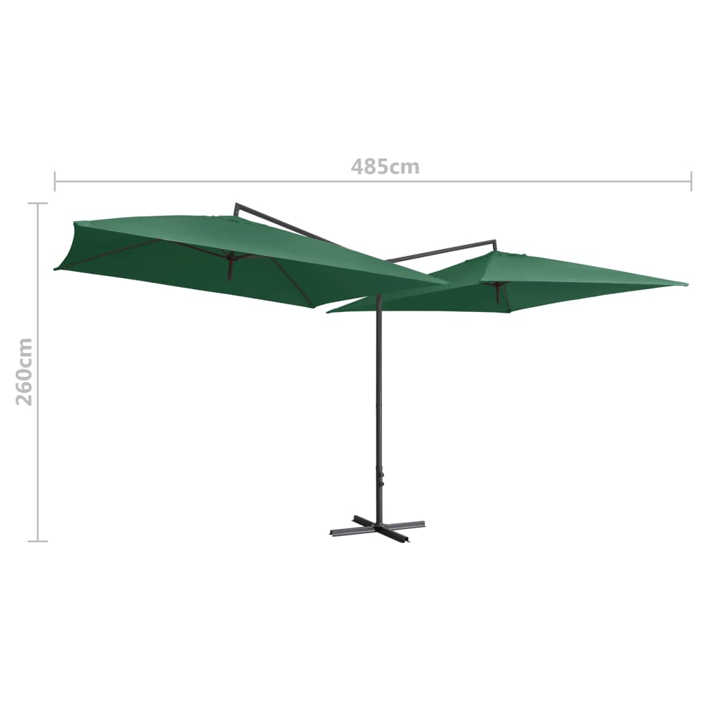 Parasol double avec mât en acier 250×250 cm vert