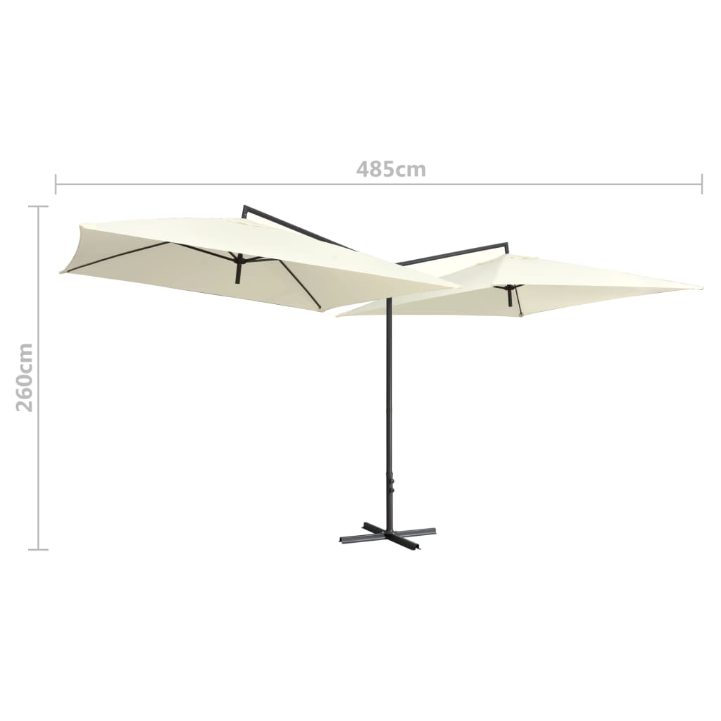 Doppel-Sonnenschirm mit Stahl-Mast 250x250 cm Sandweiß