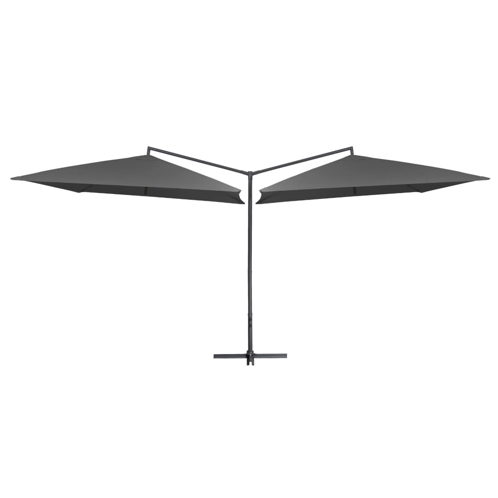 Parasol double avec mât en acier 250×250 cm anthracite