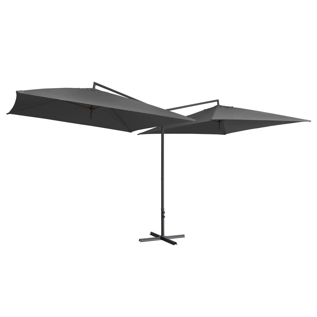 Parasol double avec mât en acier 250×250 cm anthracite