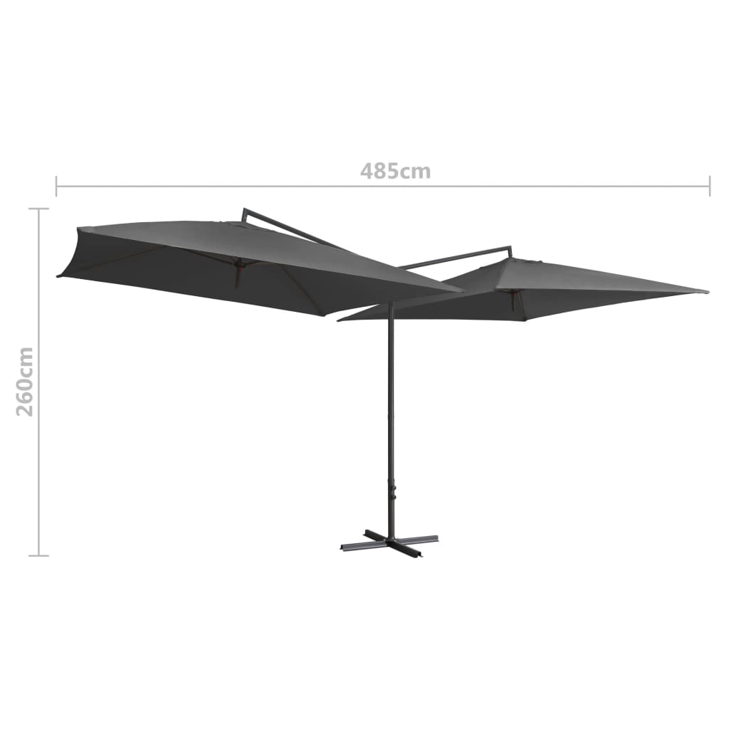 Parasol double avec mât en acier 250×250 cm anthracite