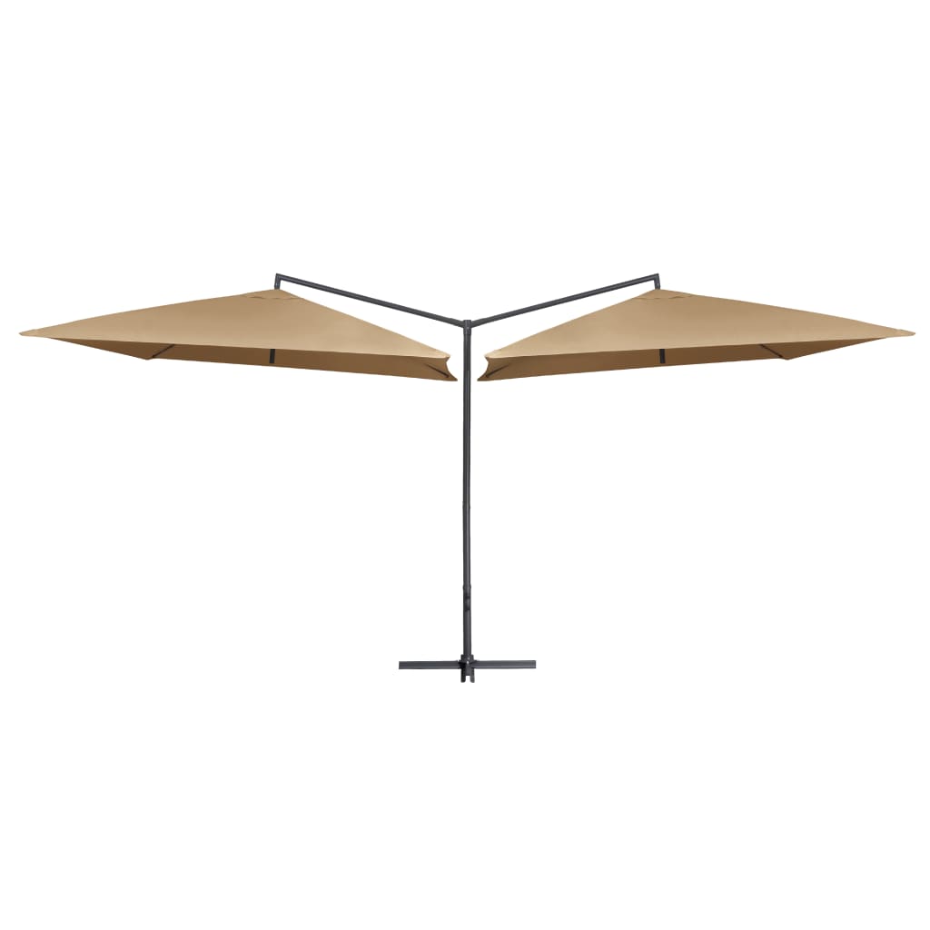 Doppel-Sonnenschirm mit Stahl-Mast 250x250 cm Taupe