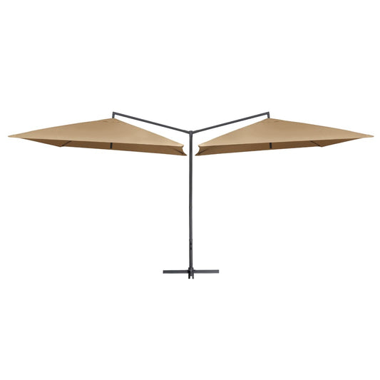 Doppel-Sonnenschirm mit Stahl-Mast 250x250 cm Taupe